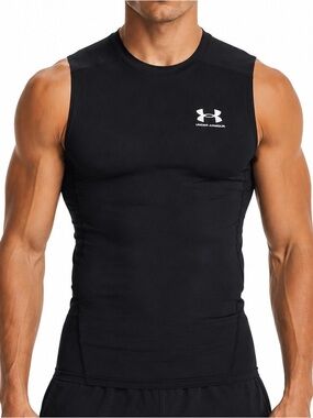 Under Armour HeatGear Compression Sleeveless tank muscle Shirt Black Mens medium